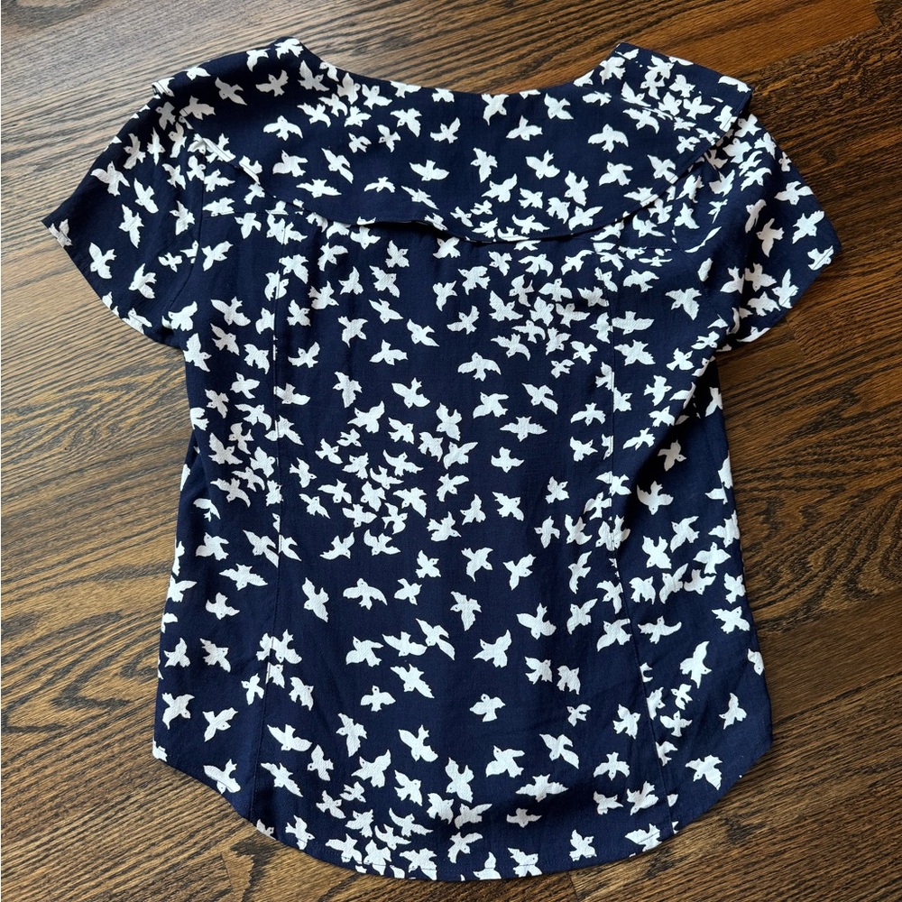 Women’s Maeve by Anthropology short sleeve navy blue blouse in size 2 - Picture 2 of 3